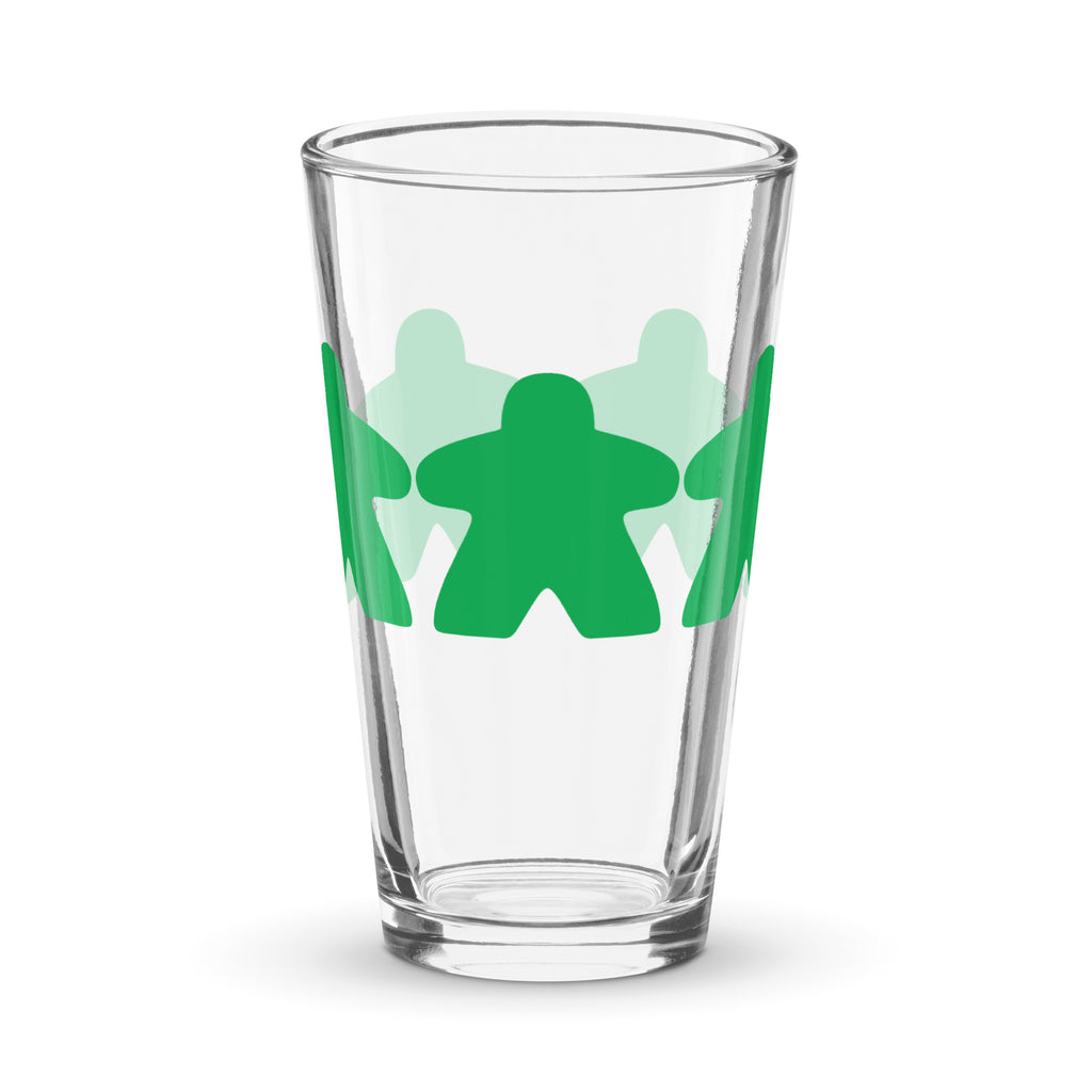 Green Meeple Shaker Pint Glass