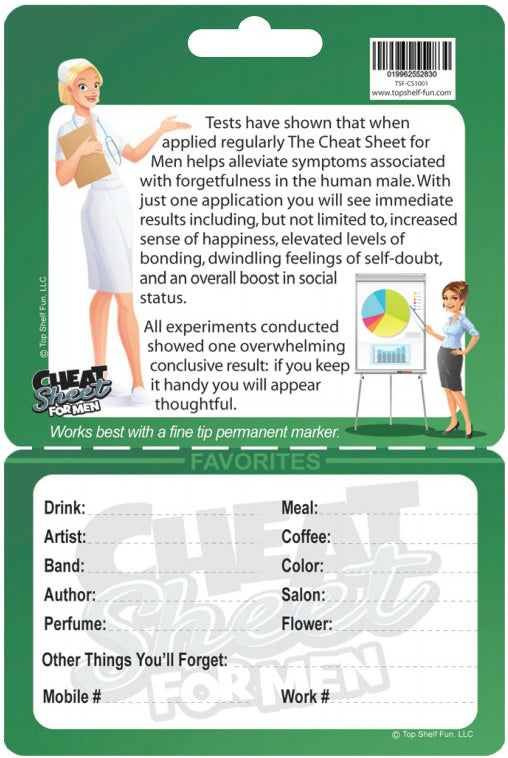 Cheat Sheet for Men Top Shelf Fun