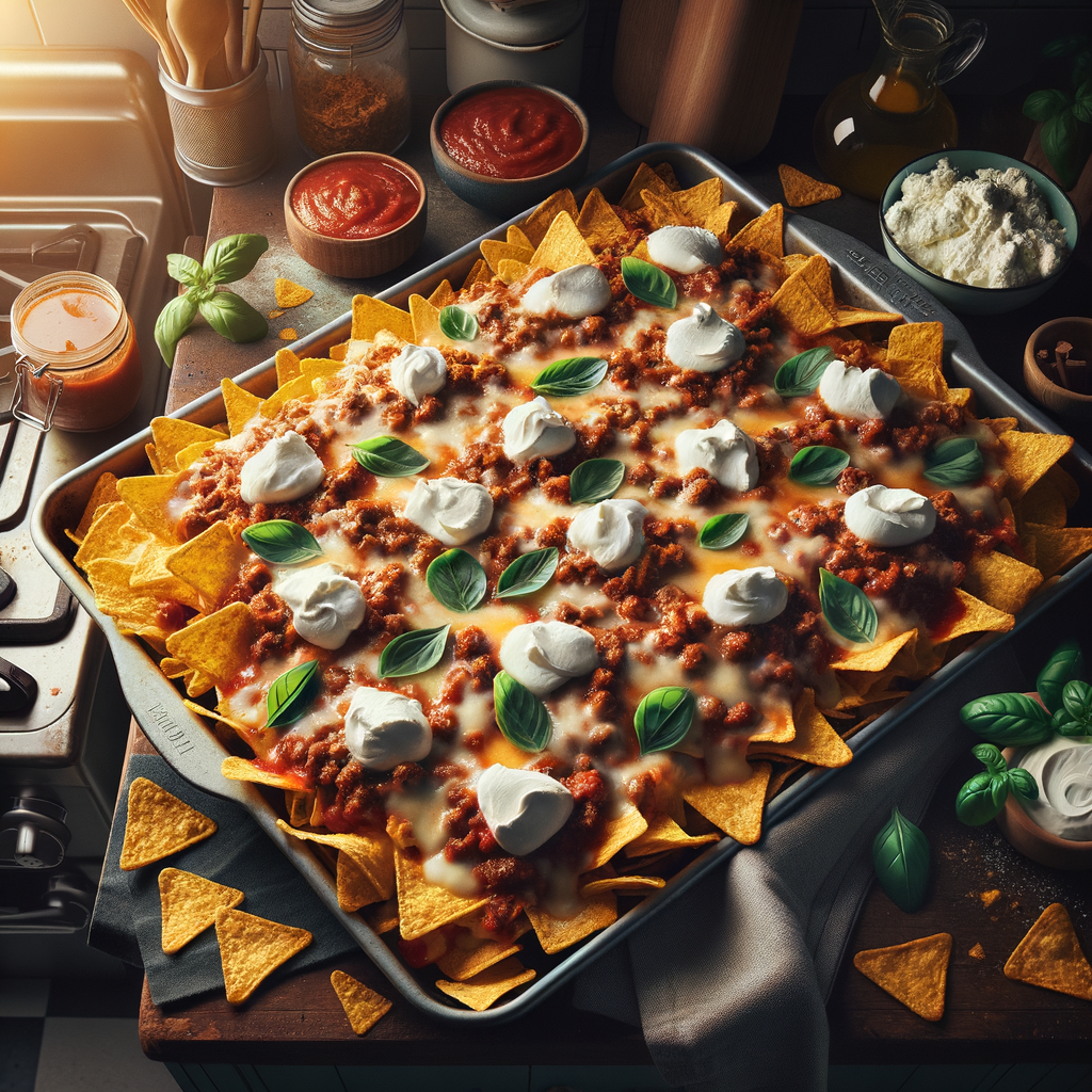 Sheet Pan Lasagna Nachos for Lazy People with Great Taste