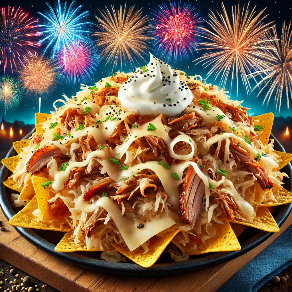 New Year’s Nachos: Pork and Sauerkraut Edition