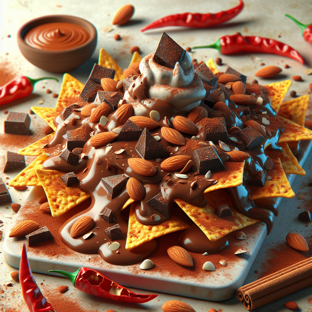 Mexican Chocolate Almond Nachos on National Bittersweet Chocolate with Almonds Day